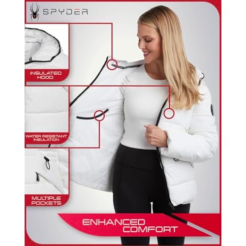 Spyder Women's Puffer Jacket - Water-Resistant Insulated Winter Coat with Cinched Waist - Womens Hooded Quilted Jacket (S-XL)