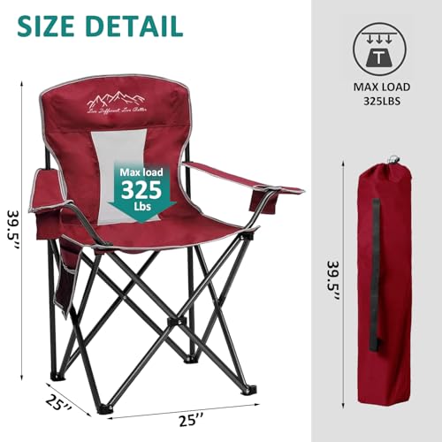 SAILARY Outdoor Folding Camping Chair with Cup Holder, Storage Bag, Large Anti-Sink Feet, 325lbs Capacity, Breathable Mesh...
