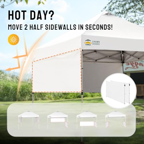 CROWN SHADES 10x10 Pop up Canopy Tent Instant Canopy with 150D Silver Coated Fabric Including 2 Half Sidewalls, 4 Ropes, 8...
