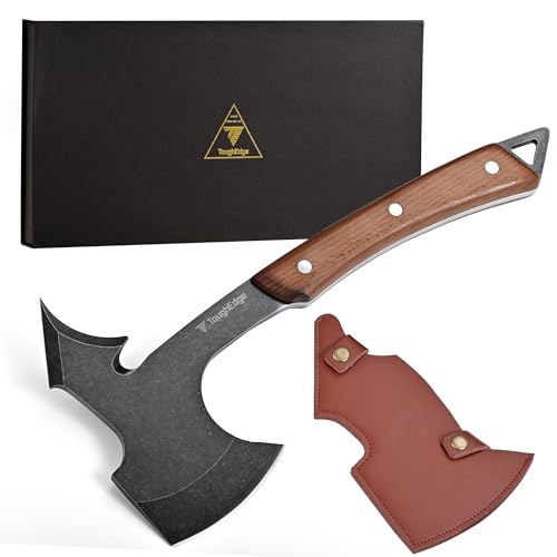 ToughEdge Tomahawk Axe Hatchet with Leather Sheath & Gift Box - Multi Functional Camping & Survival Outdoor Tool Gadgets