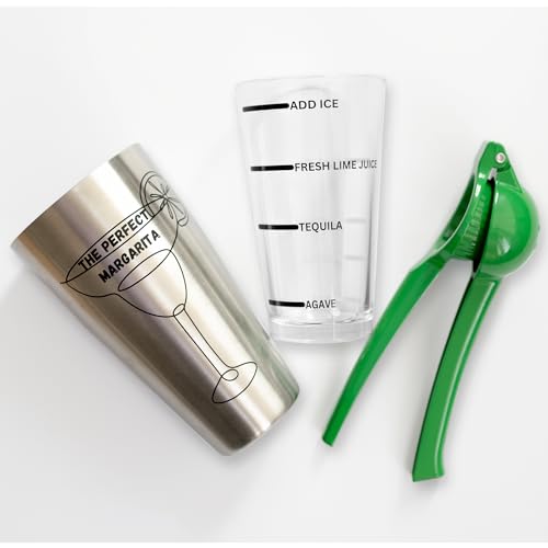 The Perfect Margarita | Easy to Use Margarita Cocktail Shaker Kit | Single & Double Recipes | No Jiggers or Measuring Tool...