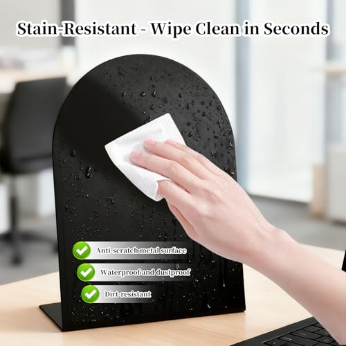 Wumabei 2 Pcs Black Magnetic Bulletin Board for Tabletops - 10x7 Inch Arched Memo Display Easel Stand with 8 Magnets, Meta...