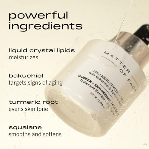 MATTER OF FACT Barrier + Antioxidant Treatment, Lipids, Bakuchiol & Squalane Oil Serum for Hydration and Skin Barrier Support, 30mL / 1.0 Fl Oz