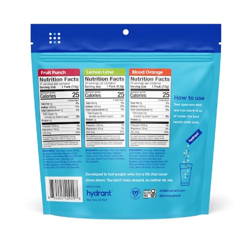 Hydrant - Hydration Powder Variety Pack, 30 Individual Instant Electrolyte Rehydration Packets - Low Sugar Drink Mix for D...