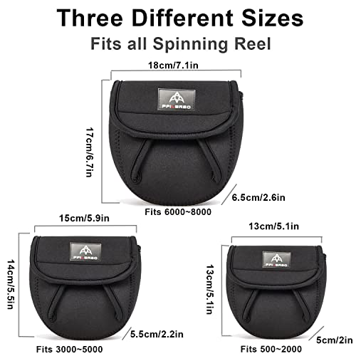 PFILERSO 3Pcs Fishing Spinning Reel Covers Bag Baitcasting Trolling Fishing Reel Protective Case Pouch Sleeve Gloves Fishi...
