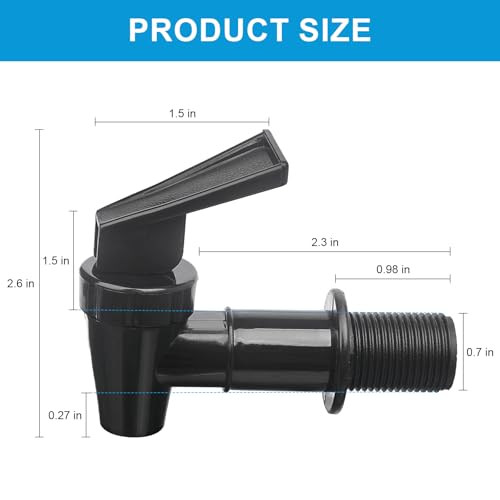 2PCS BPA-Free Replacement Cooler Faucet，Reusable Leakproof Plastic Tap Set（Black ），for Home Water dispensers Beverage disp...