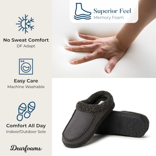 Dearfoams Men’s Brendan Indoor/Outdoor Breathable Memory Foam Clog House Shoe with Wide Widths Slipper