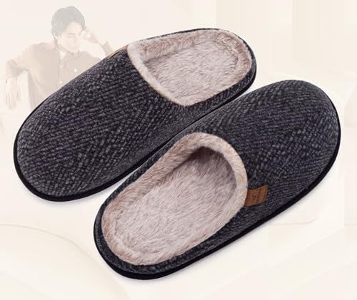 COFACE Mens Cozy Memory Foam Scuff Slippers Casual Slip On Warm House Shoes Indoor/Outdoor Sandal Slippers With Arch Suppo...