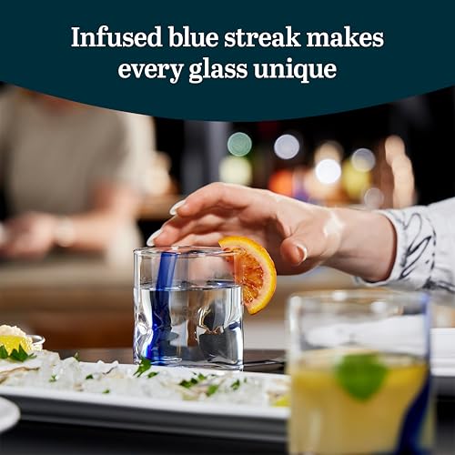 Libbey Blue Ribbon Rock Glasses Set, Artisan-Inspired Four-Dimple Shaped Glass Cups, Dishwasher Safe Whiskey Glasses Set o...