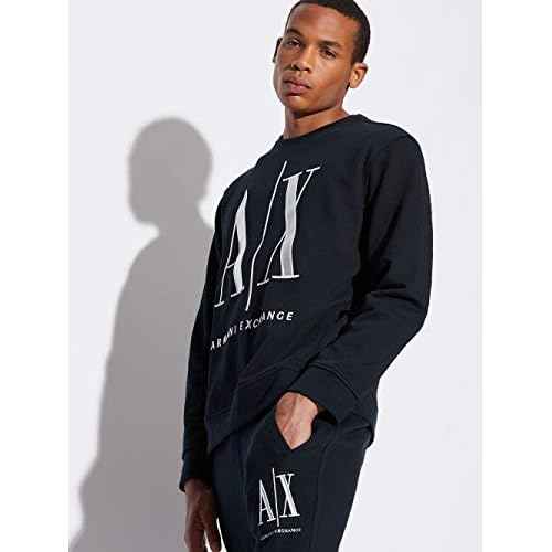 Armani Exchange mens Icon Project Embroidered Pullover Sweatshirt