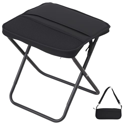 FAMJOALE Foldable Camping Stool, Portable Collapsible Chair for Adults, Folding Telescopic Stool with Carry Bag, Outdoor U...