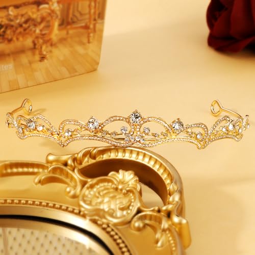 Vovii Gold Tiaras and Crowns for Women, Rhinestone Princess Crowns for Women Girls, Small Gold Tiara Crown Headband for Wo...