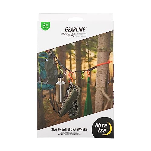Nite Ize GearLine Hanging Organization System - Gear Ties for Camping, Hiking & Outdoor Activities - Webbing Line with S-B...