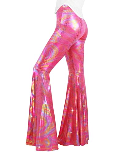Nawgut Womens Sequin Flare Pant Sparkly High Waisted Leg Bell Bottom Glitter Trousers Night Out Clubwear