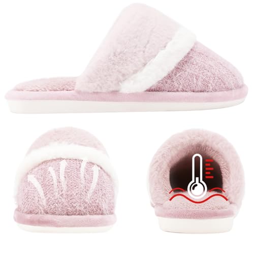 GOEWY Cozy Slippers for Women Indoor and Outdoor Fuzzy House Shoes with Memory Foam Anti-Skid Sole Gifts for Women Mom Ladies