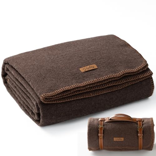 Molithe 100% Wool Blanket, 62" x 86", Warm, Thick, Washable, Military Wool Blanket, Great for Camping, Outdoors, Sporting ...