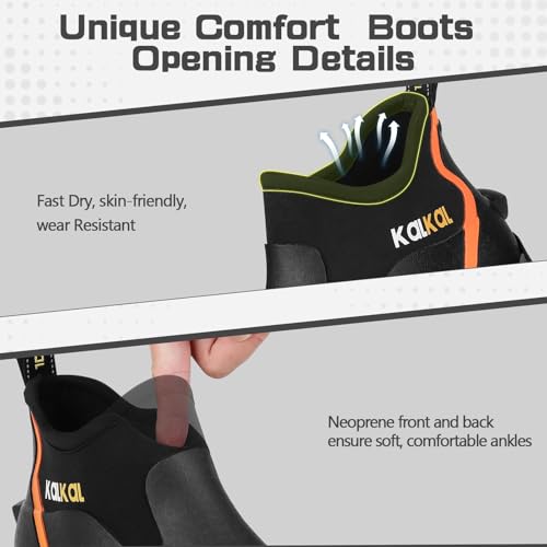 Kalkal Men's Rubber Boots, Waterproof Ankle Rain Boots, Insulated Working Booties with Comfortable Sports Sole, Outdoor Mu...