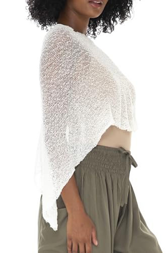 SHU-SHI Womens Sheer Knit Poncho Shrug Lightweight Cover Up One Size Fits Most