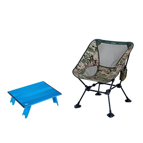iClimb 1 Mini Folding Table and 1 Anti-Sinking Large Feet Chair Bundle, Ultralight Compact for Solo Adult Outdoor Backpack...