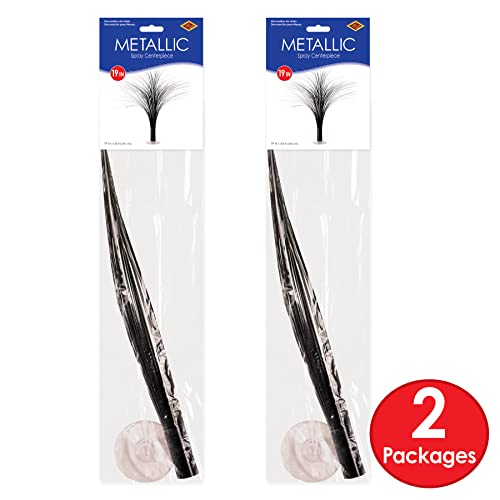 Beistle 2-Pack Metallic Spray Centerpiece, Sleek Black Decoration for New Years, Awards Night, & Birthday Parties, Table D...