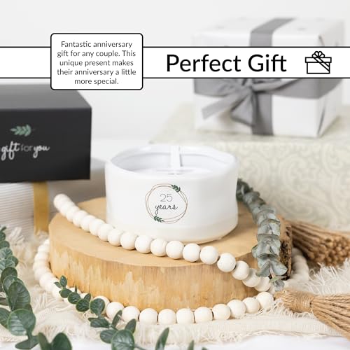 Pavilion - 25 Years - 8 oz Triple Wick Wax Reveal Hidden Message Let's Celebrate Unique Wedding Anniversary Wife Husband Happy Couple Celebratory Present Gift