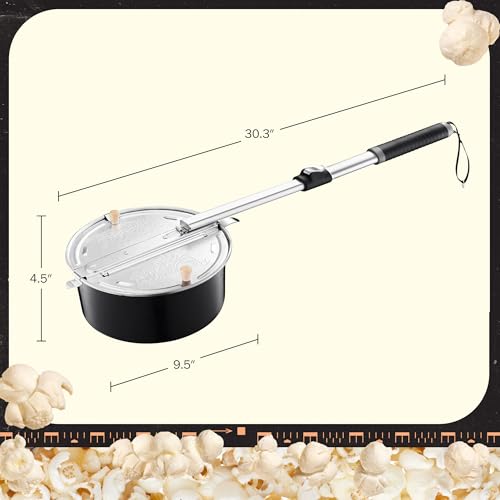 Campfire Popcorn Popper - Old Fashioned Popcorn Maker with Telescoping Handle - Camping Gear by Great Northern Popcorn (Bl...