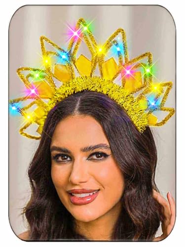 Zoestar St. Patrick's Day LED Headband Glow Rave Headbands Irish Party Light Up Crown Hair Accessories for Women