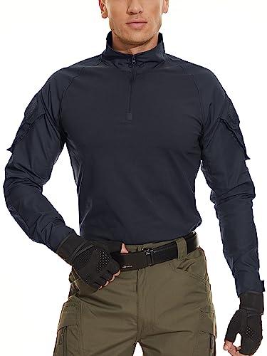 MAGCOMSEN Men's Tactical Military Shirts 1/4 Zip Long Sleeve Shirt with Pockets
