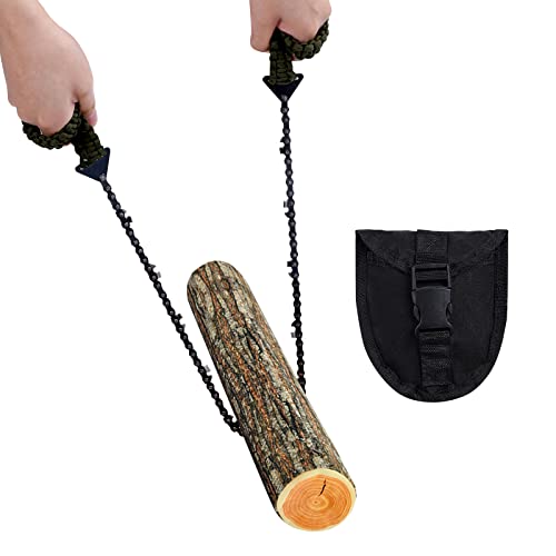Sucrain Pocket Chainsaw with Paracord Handle, Folding Chain Hand Saw, Emergency Outdoor Survival Gear for Camping, Huntin...