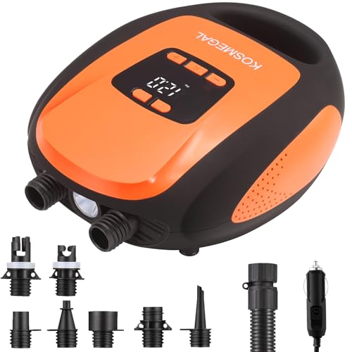 kosmegal Paddle Board Pump Electric Portable, SUP Pump for Paddleboard, 20PSI Air Compressor with Auto-Off, Deflation Func...