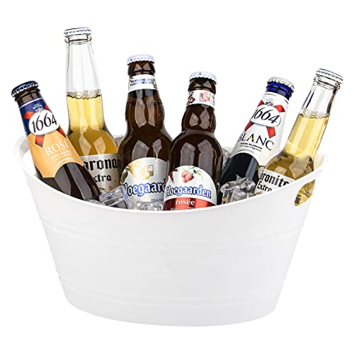 Tiawudi 6 Pack Plastic Oval Storage Tub, Ice Bucket for Wine, Beer and Champagne, Bottle Drink Cooler for Parties, Storage...