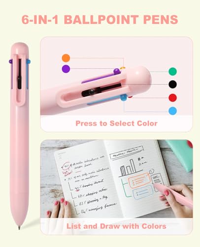 56 PCS Aesthetic School Supplies with Large Pencil Case, 5 Inspirational Ballpoint Pens, 12 Pastel Highlighters, 5 Black I...