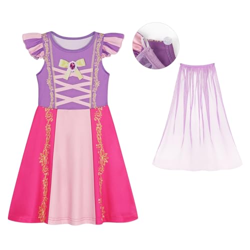 WonderBabe Princess Dress With Cape Girls Christmas Birthday Party Cosplay Costume Toddler Ruffle Sleeve Fancy Outfit Gift