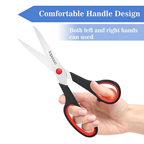 Scissors Set of 6-Pack, 8" Scissors All Purpose Comfort-Grip Handles, Sharp Scissor for Office Home School Craft Sewing Fa...