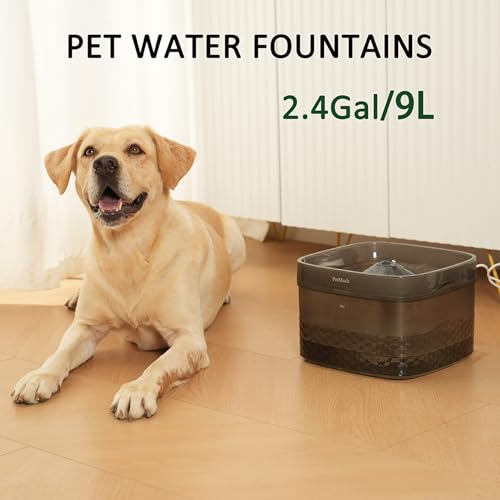 PetMuch 2.4Gal/9L Pet Water Fountains for Medium and Large Dogs and Multiple Cats Large Capacity Automatic, Dog Water Foun...