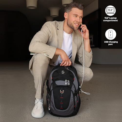 Swissdigital Design Laptop Backpack with USB Charging Port, Travel Backpack Fits 15.6 inches Computer, 31L College School ...
