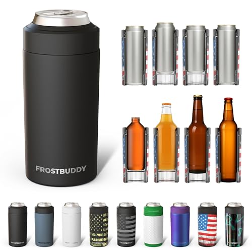 Frost Buddy Universal Can Cooler - Fits All - For Regular 12 & 16 oz or Slim-Size Bottles - Insulated Double-Walled Stainl...