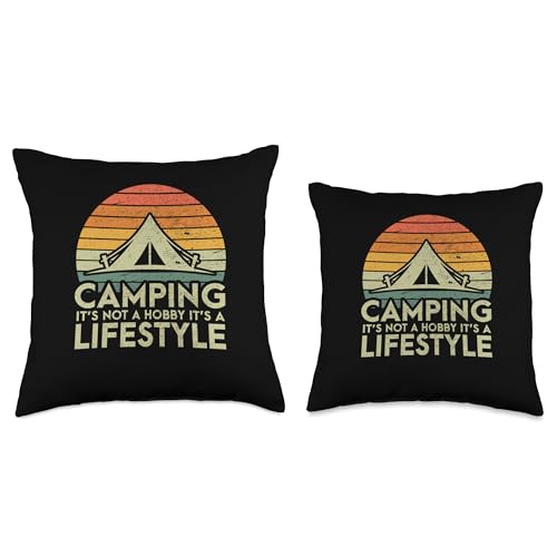 Retro Camping Lifestyle Camper Throw Pillow