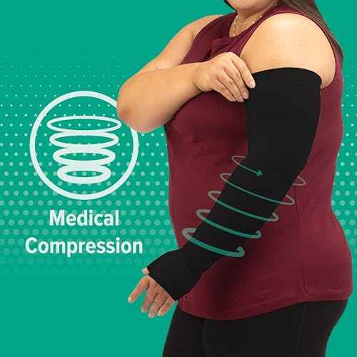 Juzo Soft 2000 15-20mmhg Standard Armsleeve with Silicone Top Band for Women, Black, 1 (I) Regular