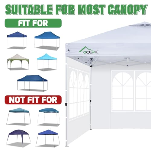 Acepic 2Pcs Instant Canopy Tent Sidewalls for 10x10 Pop-Up Canopy, Garden Gazebo, 210D Oxford Fabric Waterproof, White (Ca...