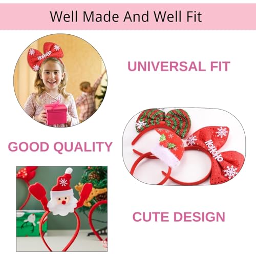 SEVEN STYLE 12 PCS Holiday Headbands,Cute Christmas head hat toppers,Great Fun and Festive for Christmas Party Favors Holi...