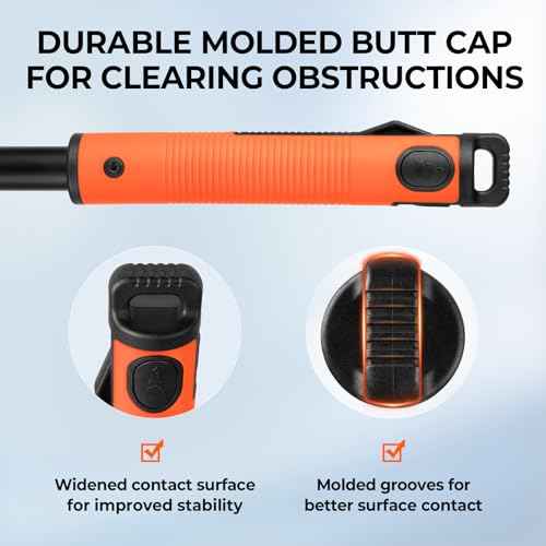 KastKing Brutus Folding Landing Net with Boat Hook, Foldable, Extendable, Lightweight & Strong, Multi-Functional Built-in Boat Hook, Non-Slip & Bright Orange TPR Handle, Two Nets Options