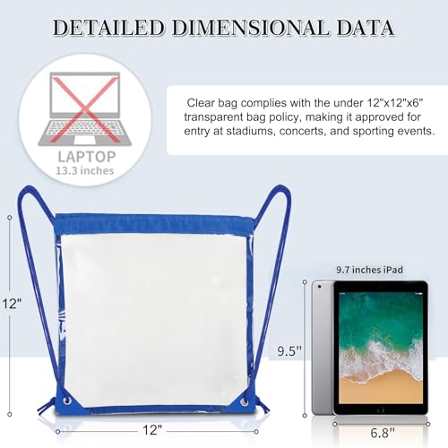 RunaFun Clear Drawstring Bags for Stadium Events, 12×12 Small Clear Backpack，Concerts, Work, Festivals and Sporting Events...