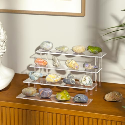 4 Tier Acrylic Display Risers, Clear Perfume Organizer Stand, Large Cupcake Stand Holder, Dessert Display for Party, Displ...