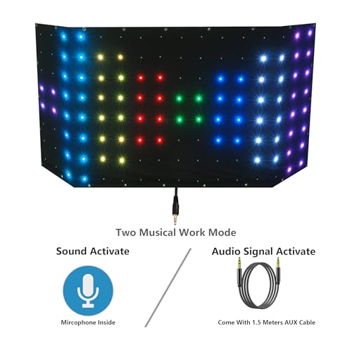 DJ Stage Light Pro 3.3x6.9ft LED Motion Drape Facade - Sound-Activated Rhythm Lights with Remote, 80+ Music Programs & 70 ...