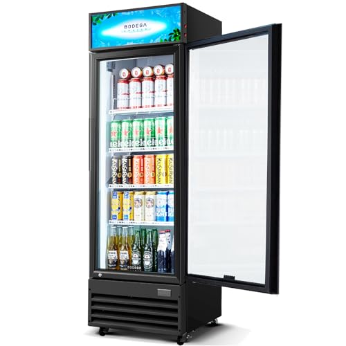 BODEGACOOLER Beverage Refrigerator and Cooler, Commercial Refrigerators with 4 shelves, Commercial Fridge with Soft LED Li...