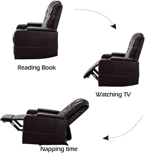 CANMOV Electric Power Recliner Chair Set of 5, Breathable Leather Home Theater Seating with Hidden Arm Storage, Power Recliner Chair for Living Room with USB Ports and Cup Holders,Brown