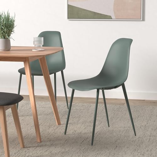 Poly & BARK Isla Modern Kitchen Chairs Set of 4 - Plastic Dining Chair with Metal Legs - Quick Assembly Simple Cafe Chairs...