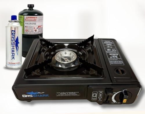 Dual Fuel Propane or Butane Portable Stove | 12,000 BTUs | Camping Stove | Outdoor Cooking and Emergency Kit | Propane Hos...
