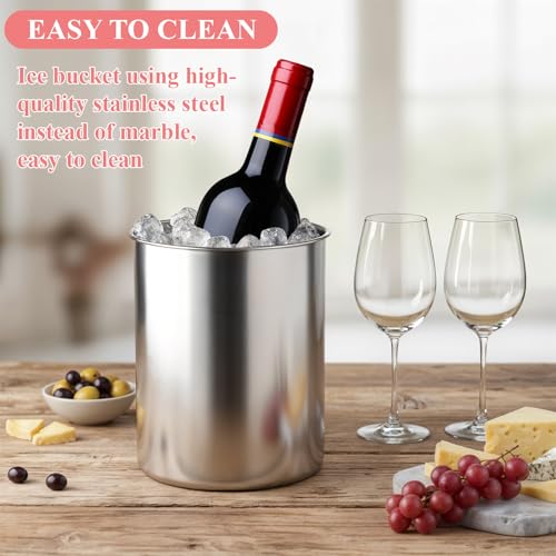 4 Pcs Stainless Steel Wine Ice Bucket, Wine Bottle Cooler, Insulated Champagne Ice Bucket, Keeps Cold for Hours, Fits Most...